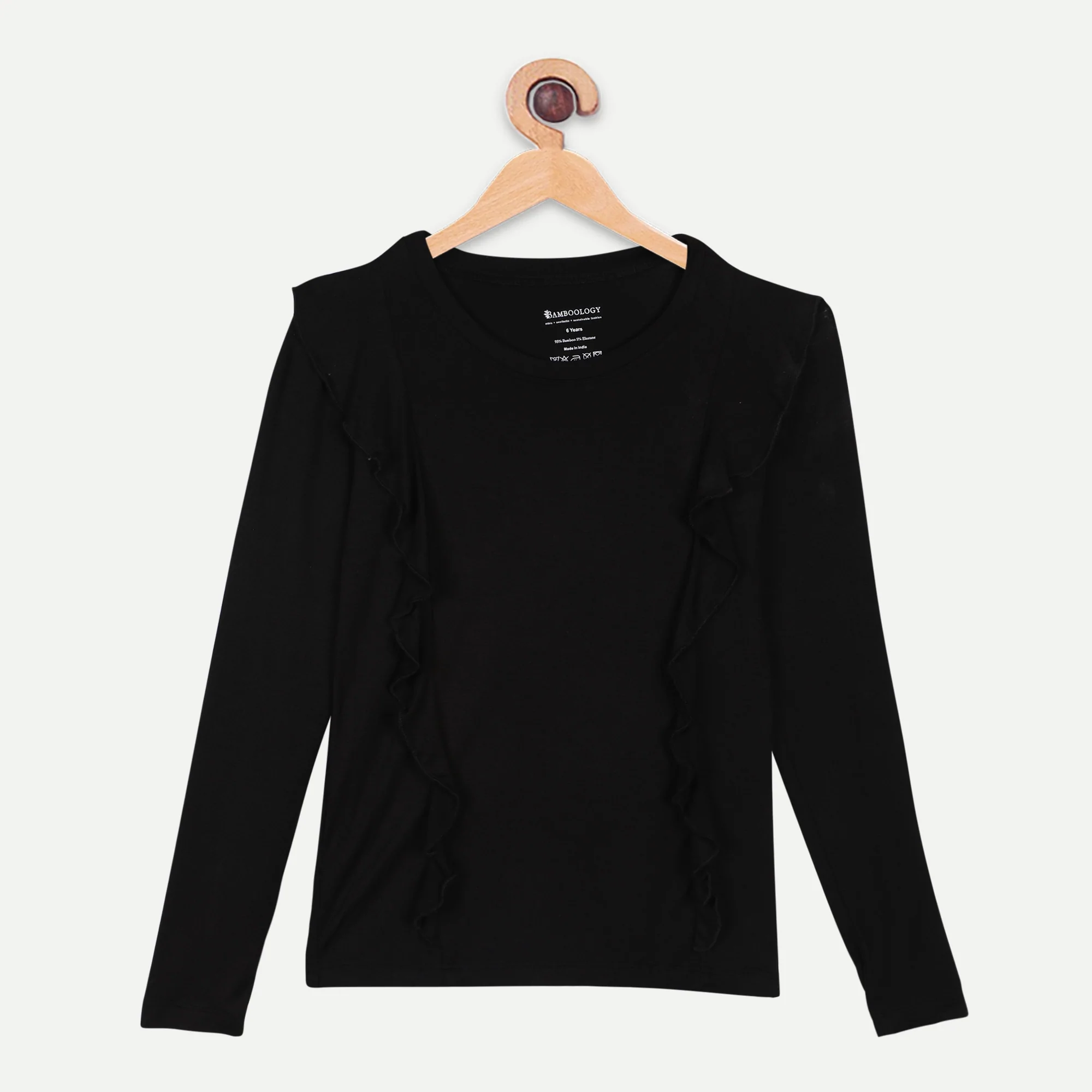 Bamboo Black Frill Top