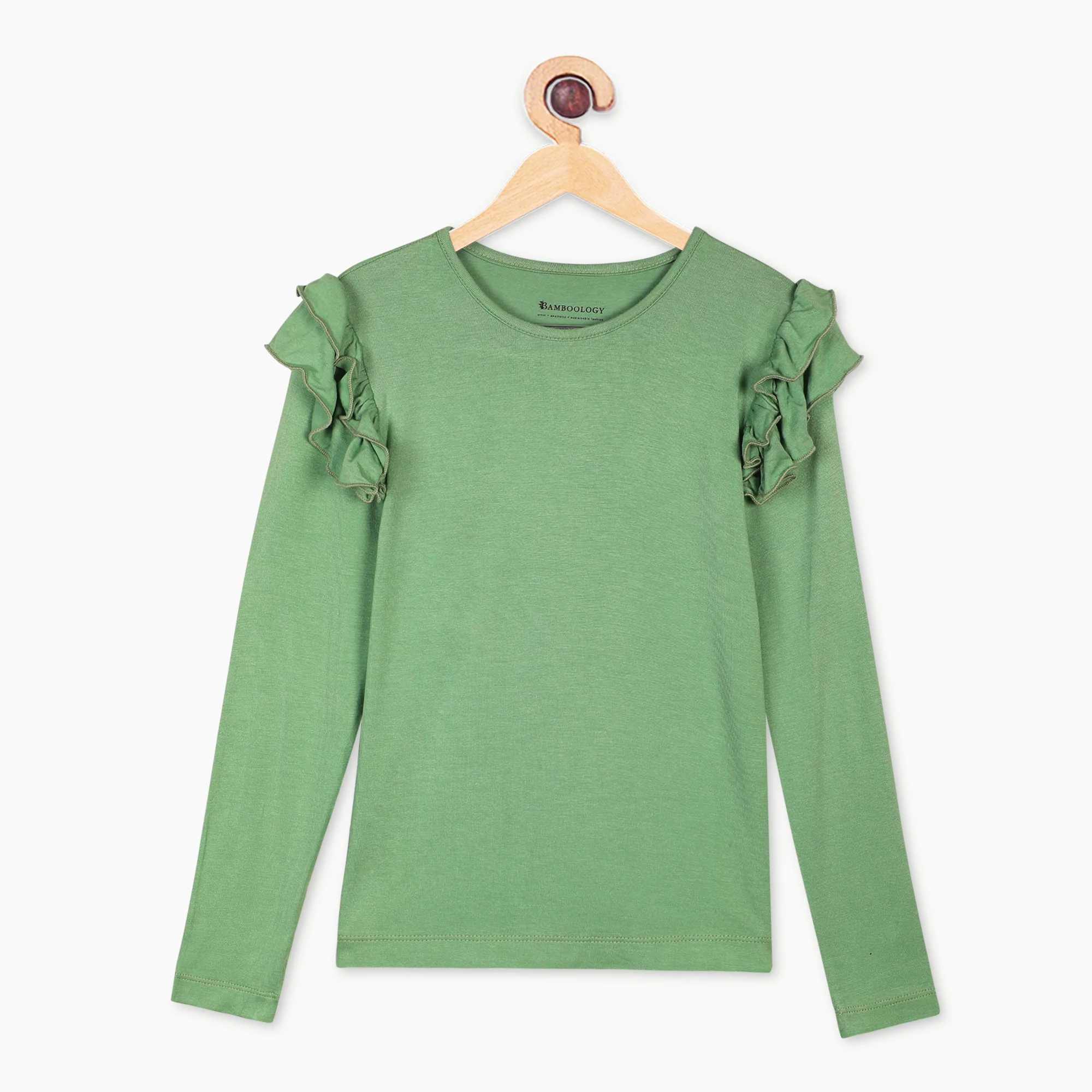 Bamboo Powder Green Frill Top