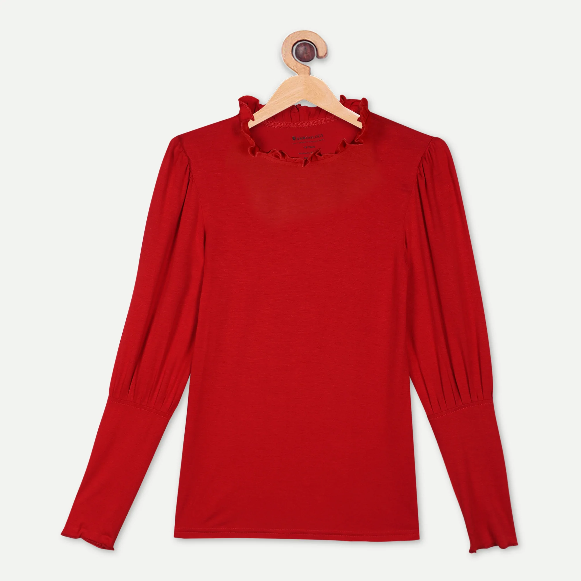 Bamboo Red Frill Top