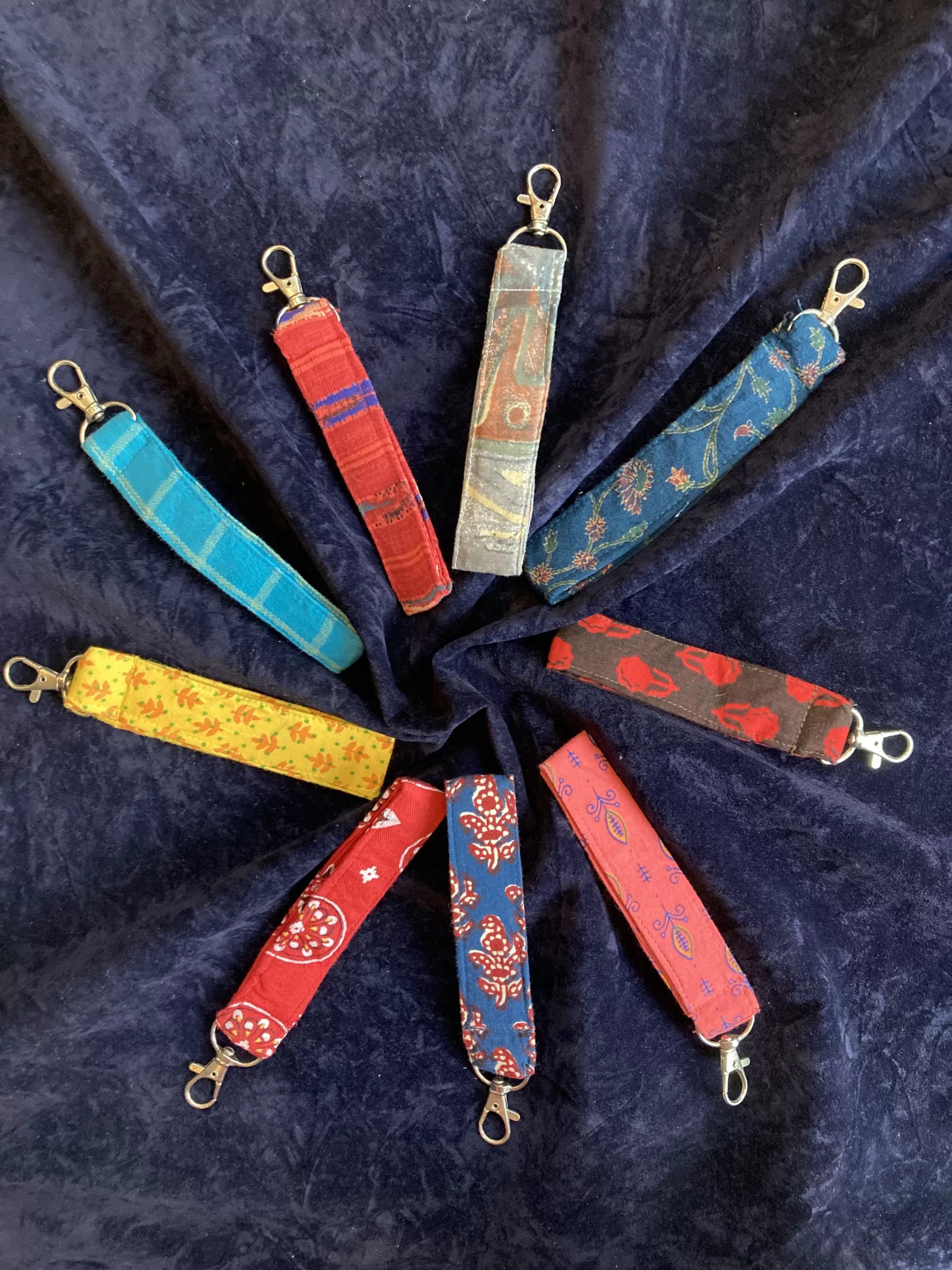 Upcycled Fabric Wristlet Keychains