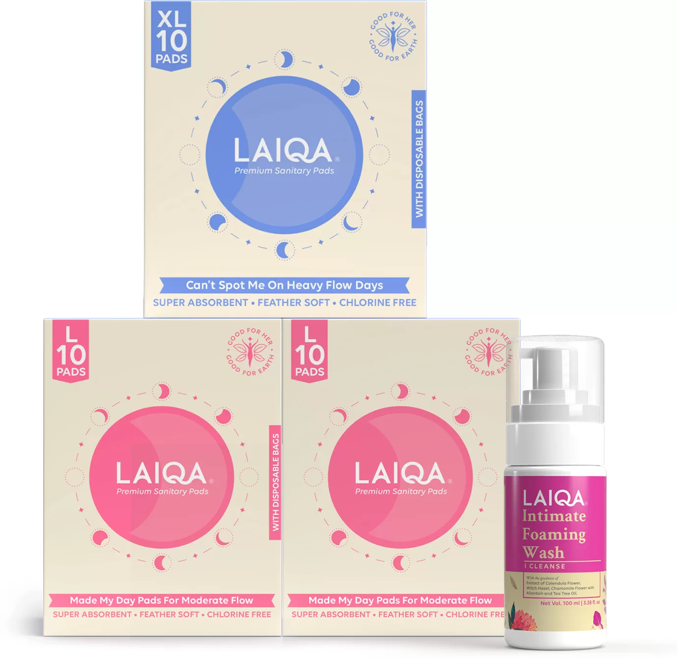 Laiqa Intimate Wash & Pads Combo