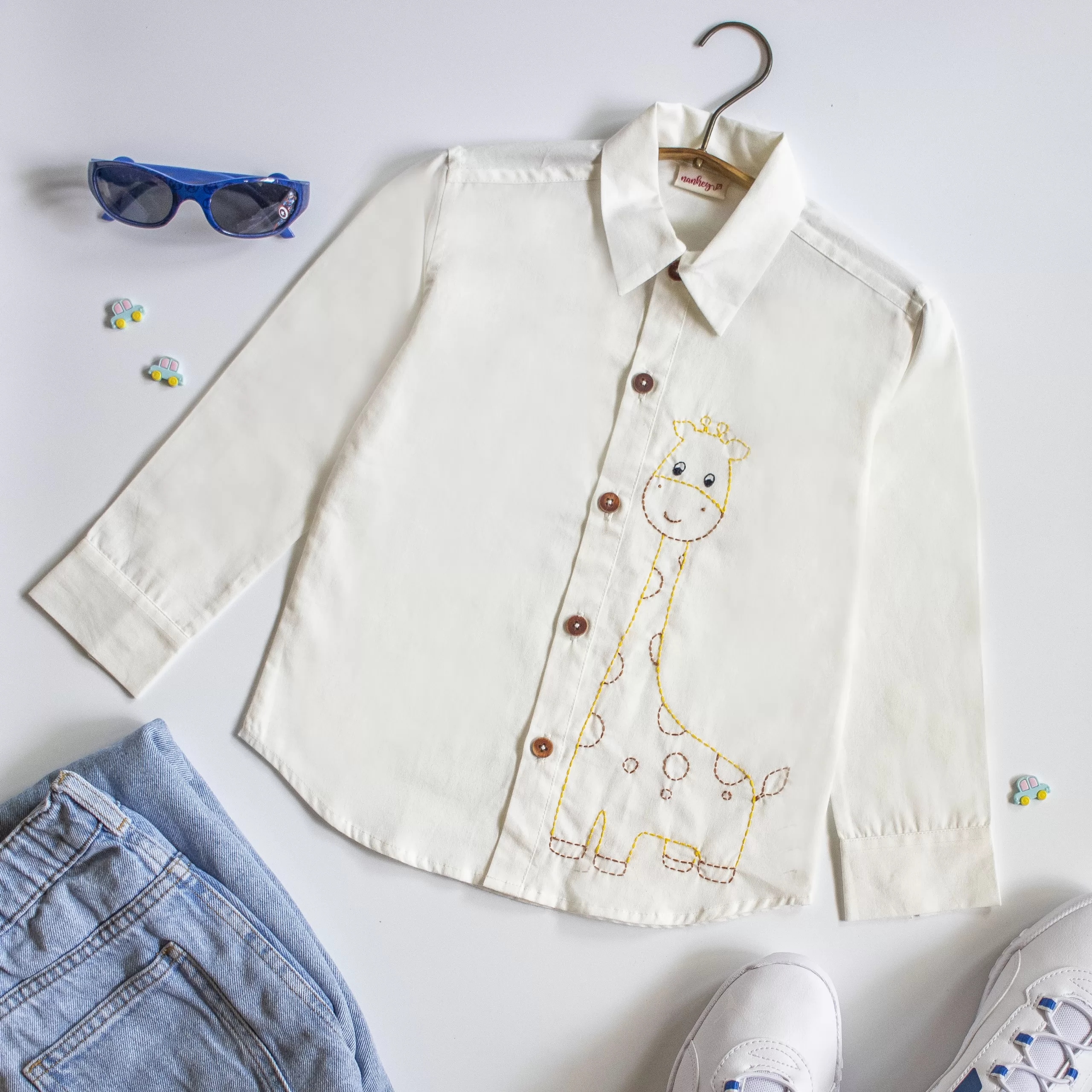 Frosty Giraffe Embroidered Formal Shirt