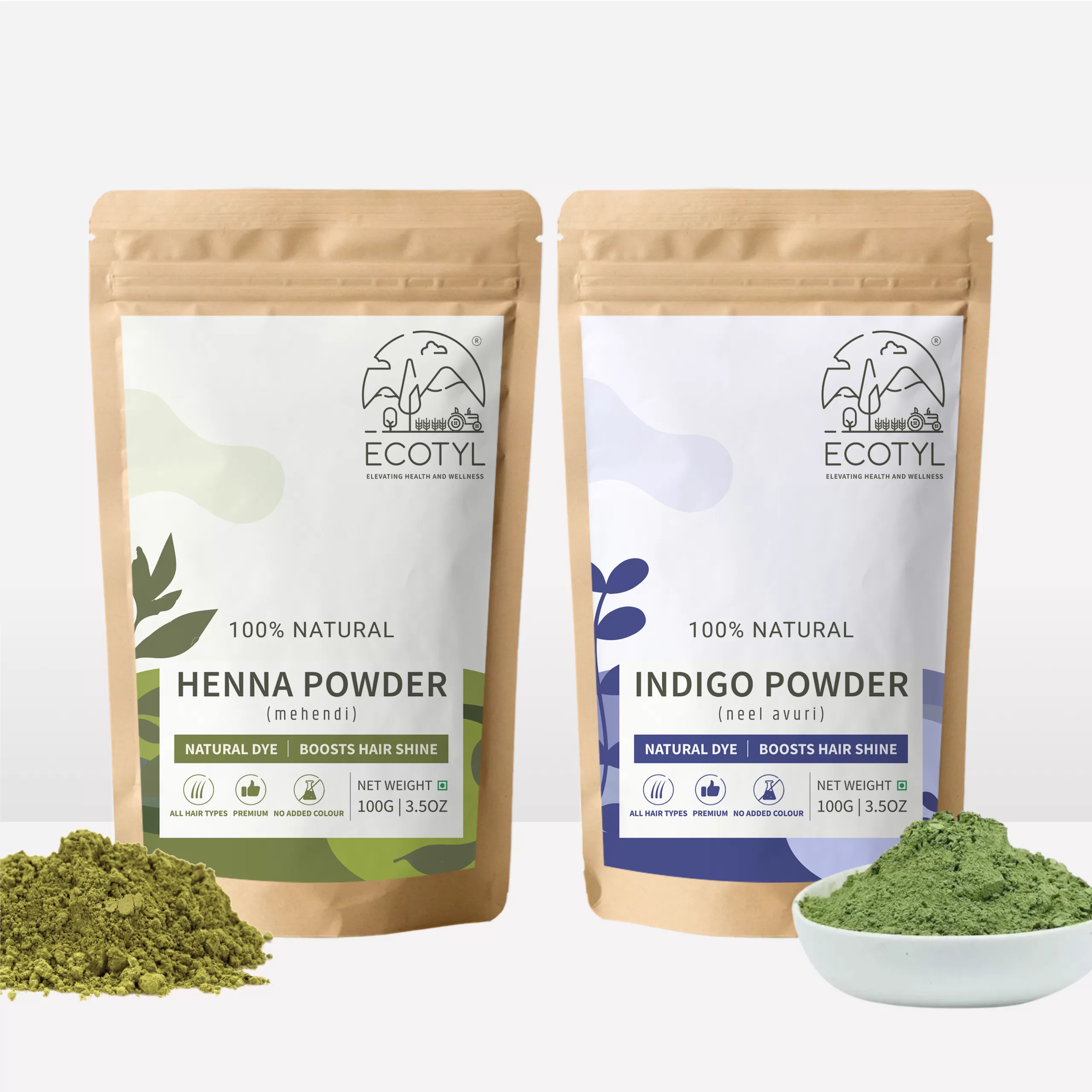 Ecotyl Henna & Indigo Powder Hair Combo