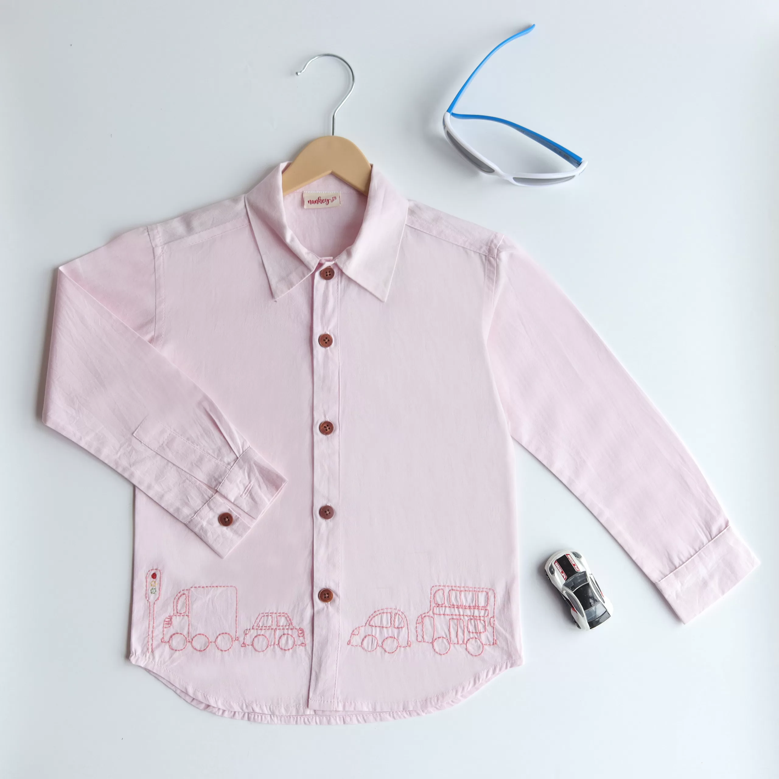 Traffic Embroidered Formal Pink Shirt