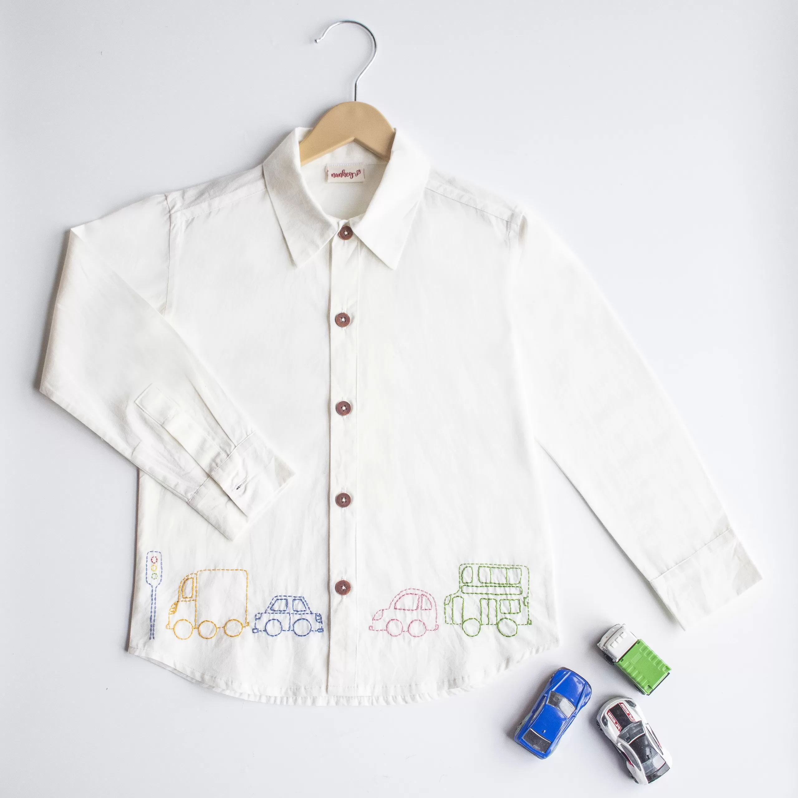 Traffic Embroidered Formal White Shirt