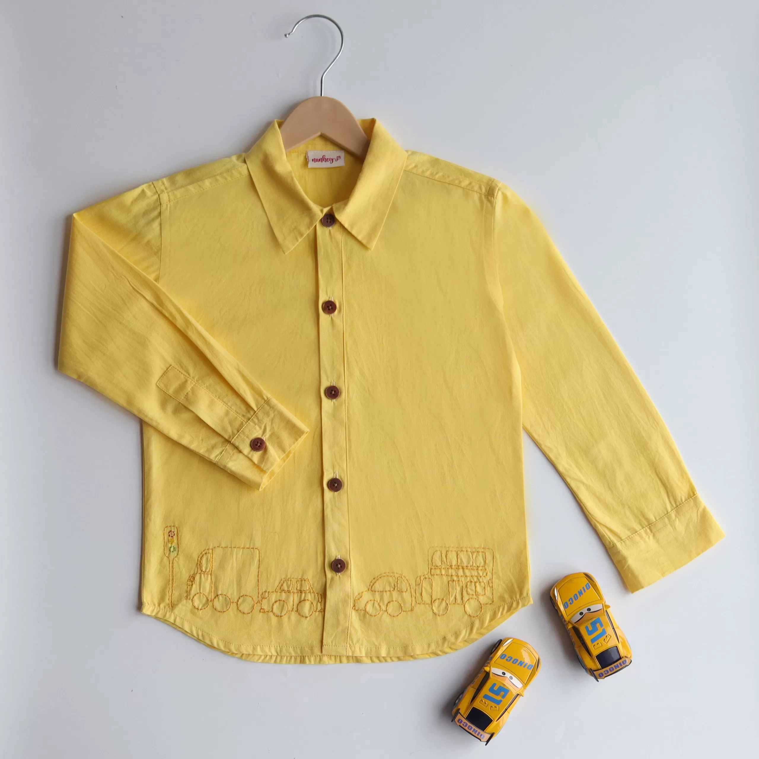 Traffic Embroidered Formal Yellow Shirt