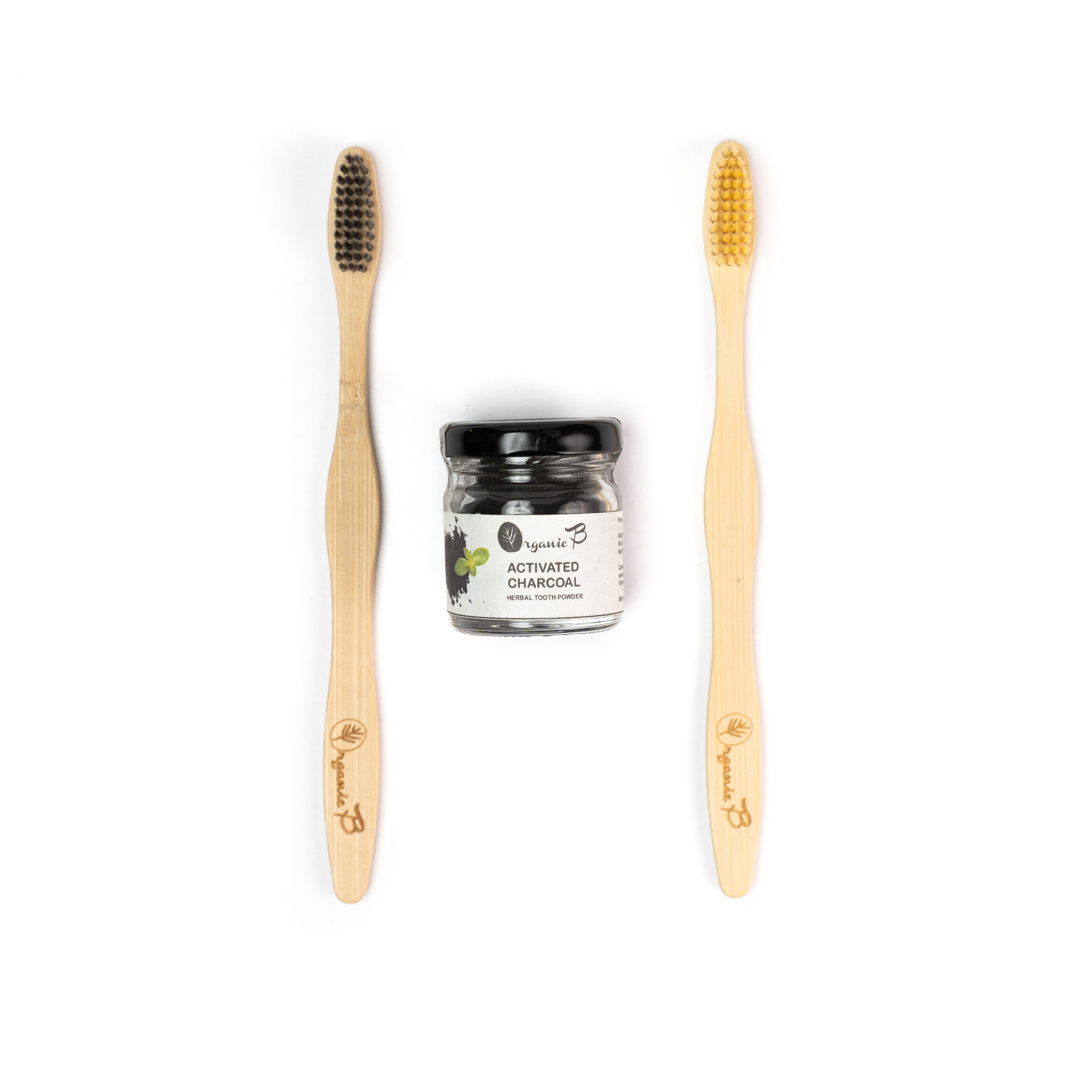 Organic B Bamboo Toothbrush With Charcoal Powder