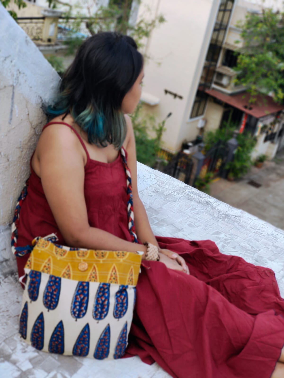 Hand Block Printed Braided Ethnic Sling Bag