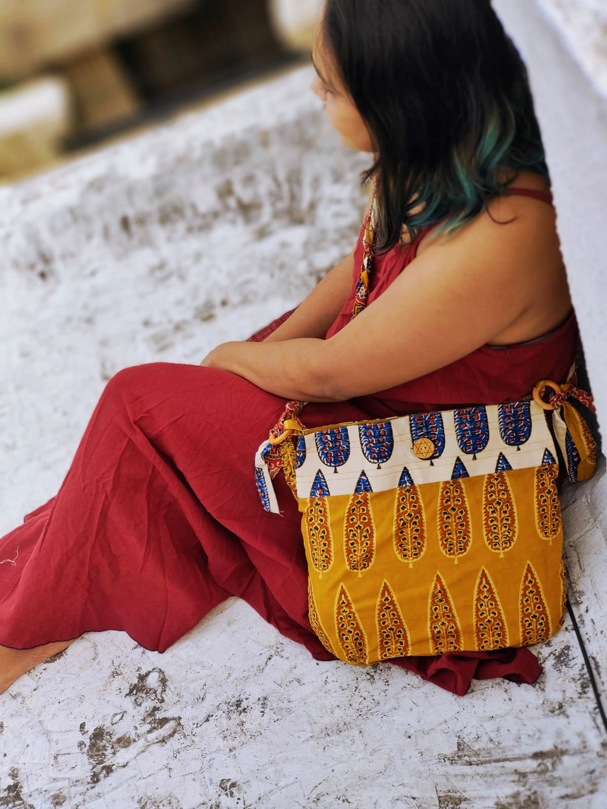 Hand Block Printed Braided Ethnic Sling Bag