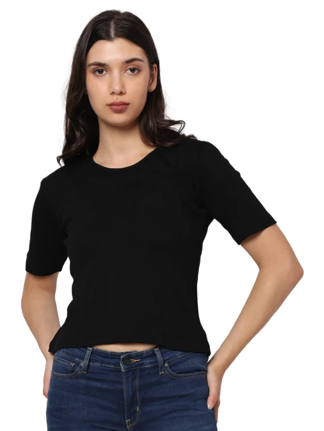 Bamboo Rib Fabric Half Sleeves