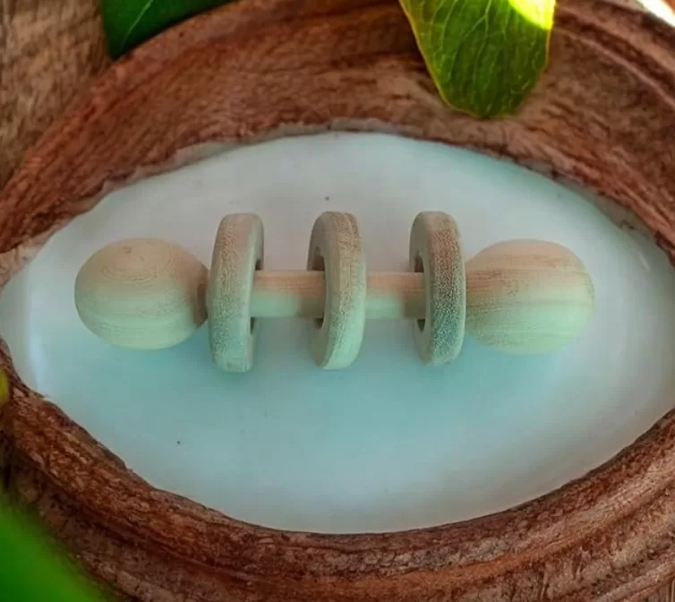 Neemtoys® Wooden Dumbbell Rattle With Rings