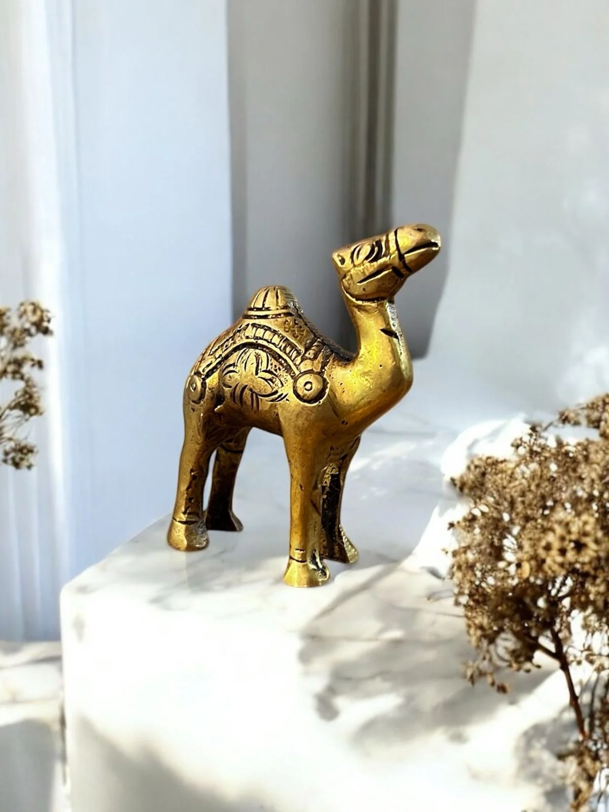 Iyka Brass Standing Camel Statue